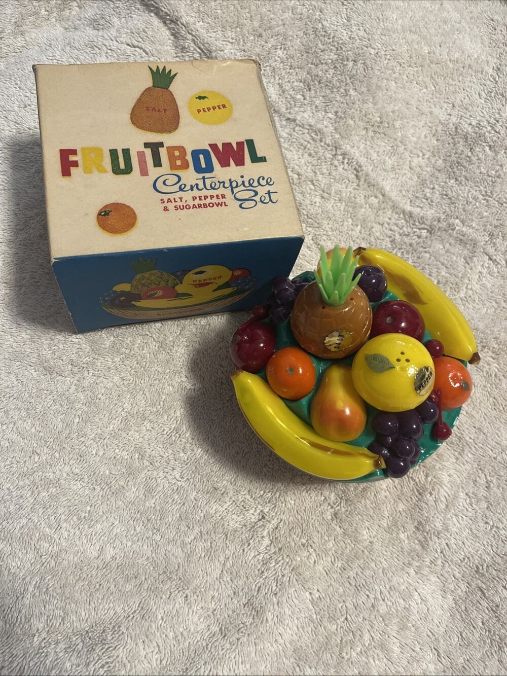 Starke Design Fruit Bowl Salt Pepper Shaker Sugar Set 1958 Figural